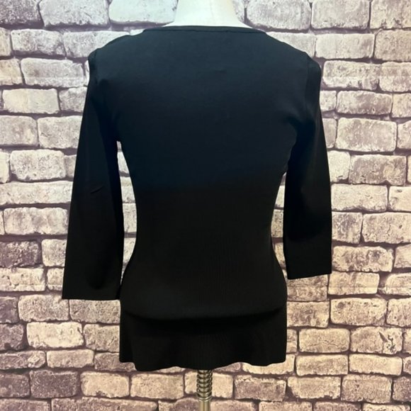 INC Black & White 3/4 Sleeve Top Size Small - Picture 6 of 9